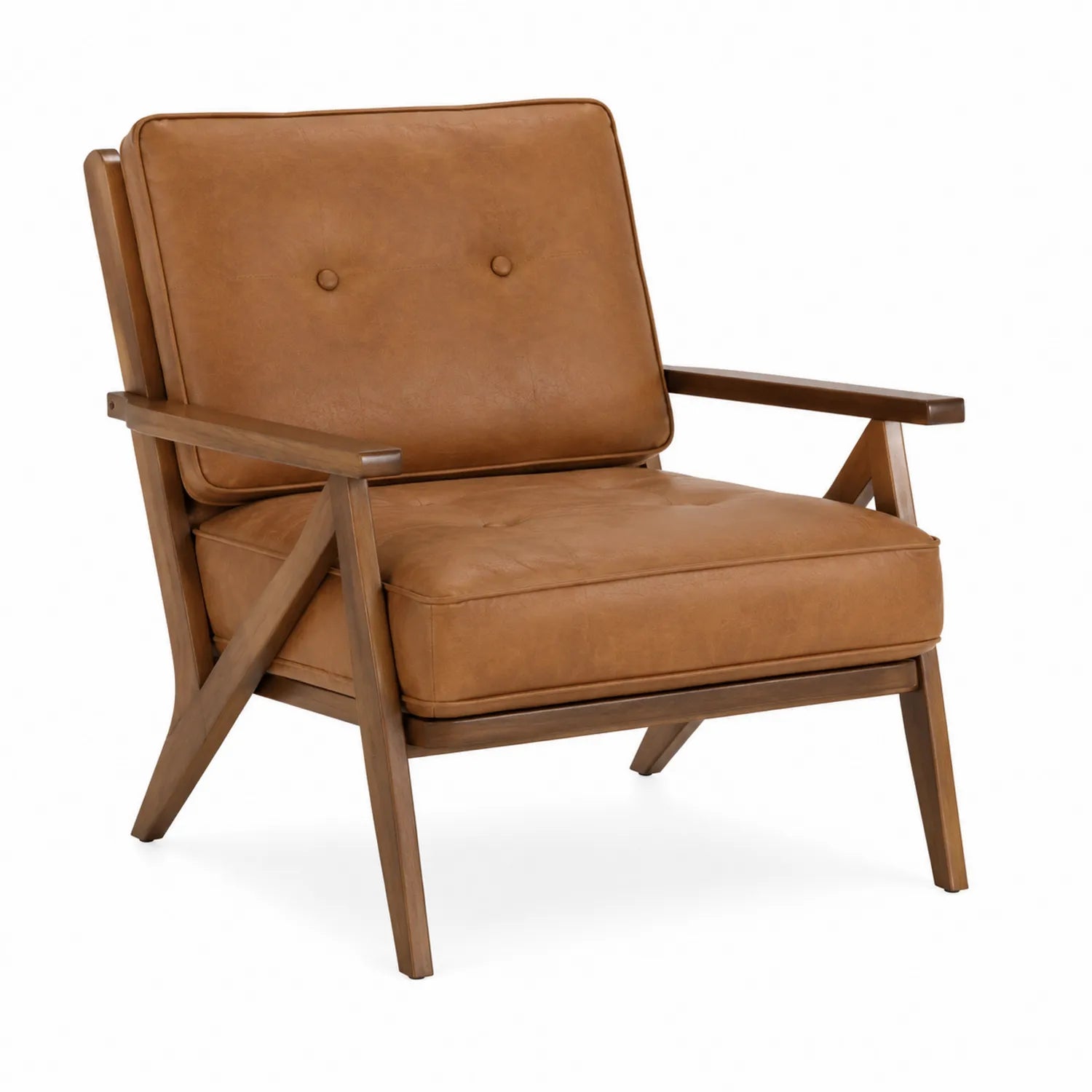 Poltrona in Legno e Pelle PU Marrone