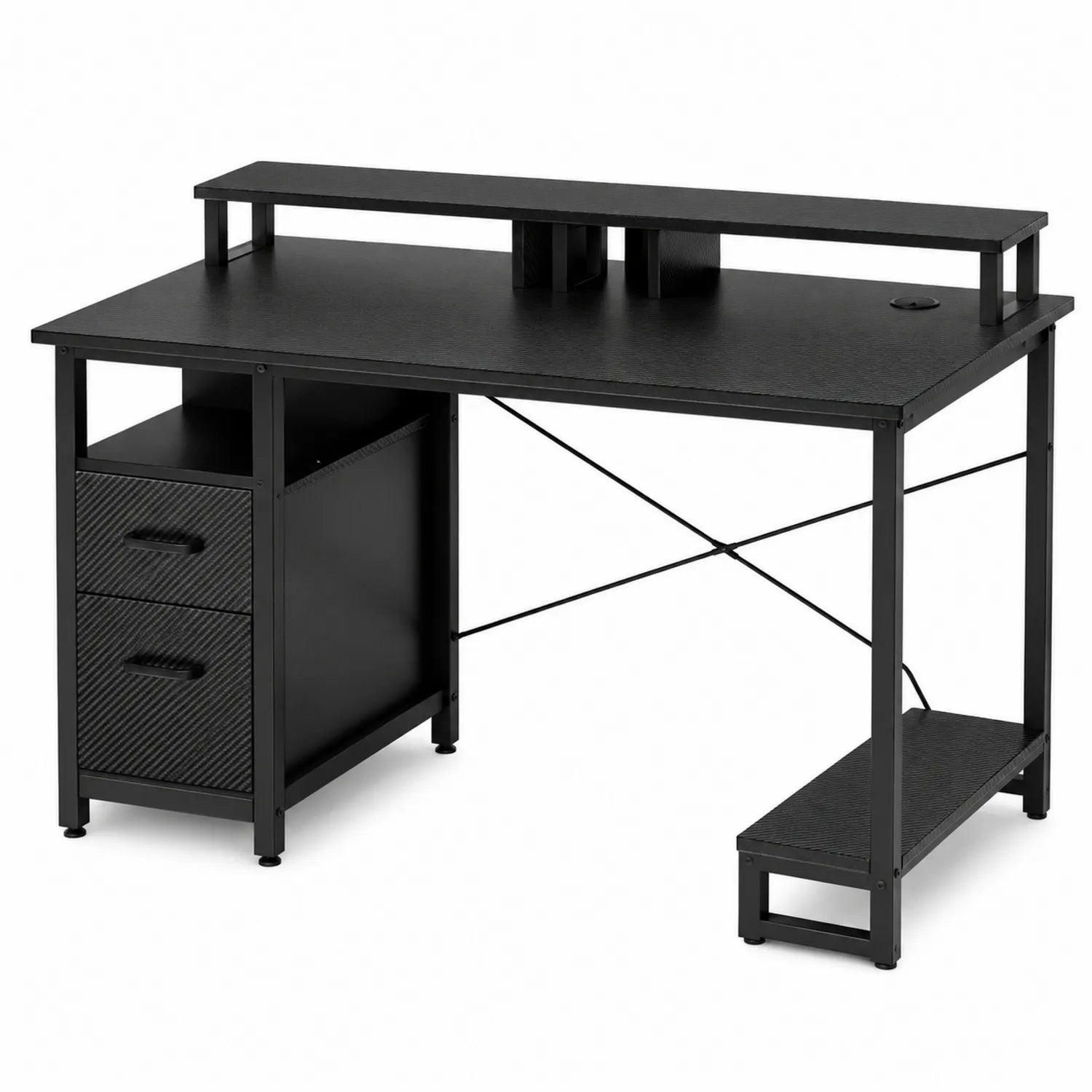 Scrivania in legno e metallo nero con cassetti 120x60x75 cm