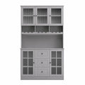 Credenza in legno composito con ante in vetro temperato grigio 200x40x220 cm