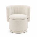 Sedia imbottita in tessuto bouclé beige con schienale avvolgente