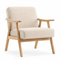 Poltrona in Legno Massello e Tessuto Beige