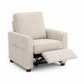 Poltrona Reclinabile in Tessuto Beige con Struttura in Legno