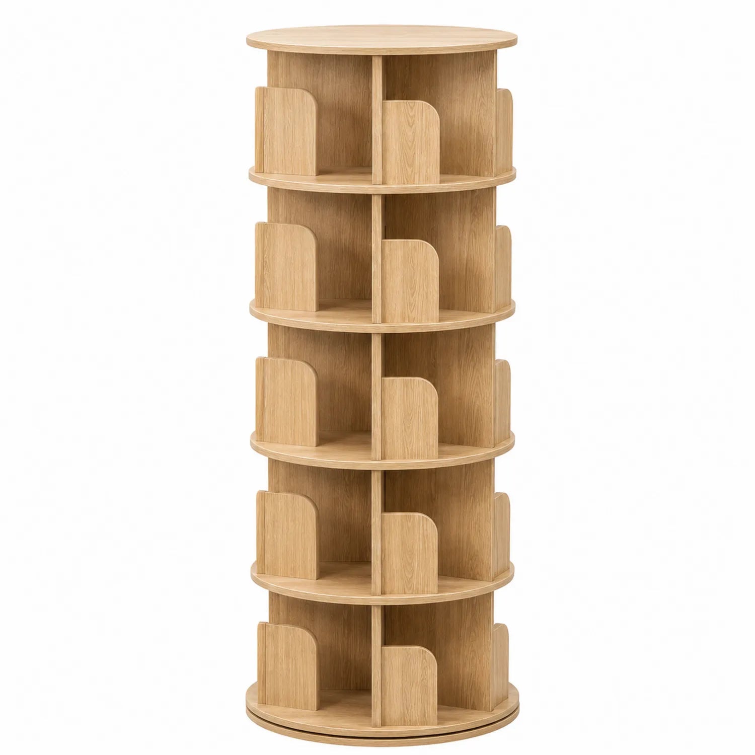 Scaffale girevole rotondo in legno MDF naturale H152 cm