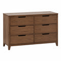 Cassettiera in legno massello 6 cassetti marrone 120x40x75 cm