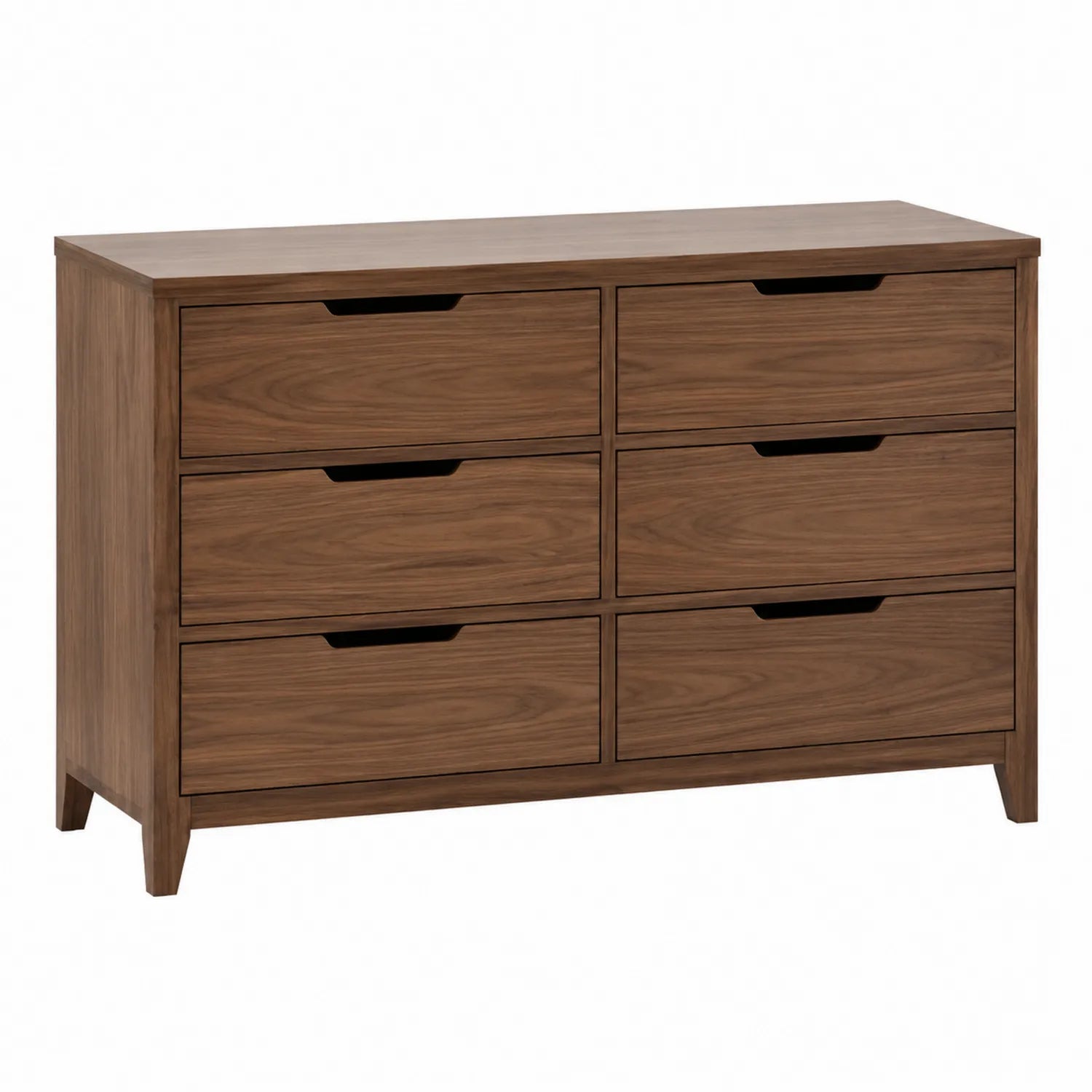 Cassettiera in legno massello 6 cassetti marrone 120x40x75 cm