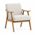 Sedia con Braccioli in Legno e Tessuto Crema
