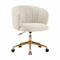 Sedia da ufficio in tessuto bouclé con base dorata