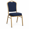 Sedia in metallo con rivestimento in tessuto blu