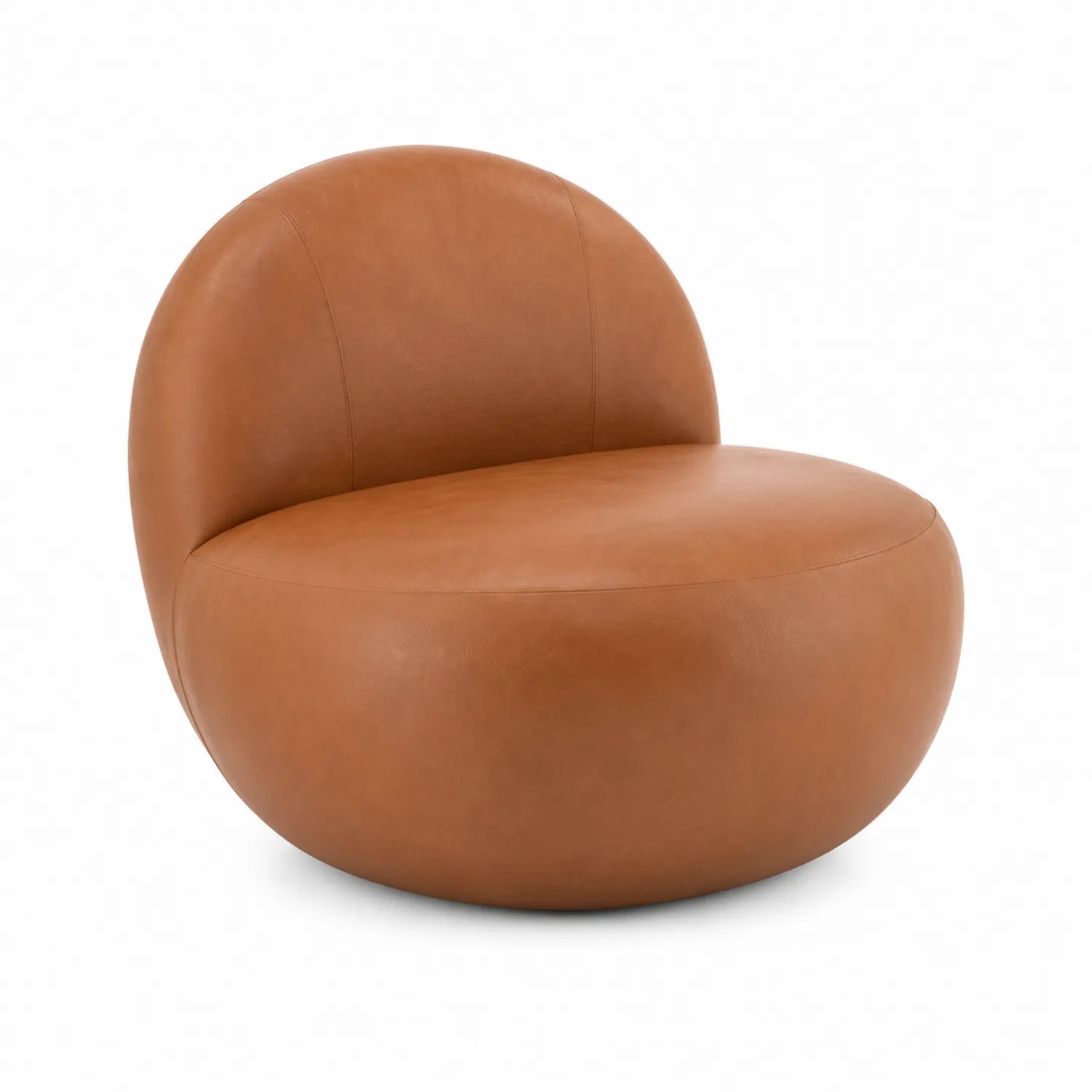 Poltrona Rotonda in Pelle PU Marrone