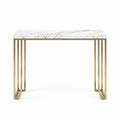 Tavolo Consolle in Marmo Bianco e Metallo Dorato 120x40x75 cm