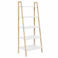 Libreria a Scala in Legno e MDF Bianco 5 Ripiani 180x64x40 cm