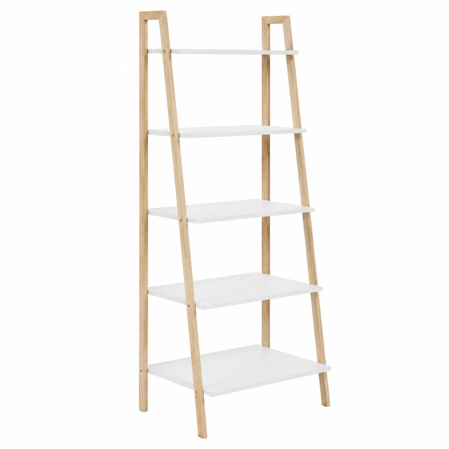 Libreria a Scala in Legno e MDF Bianco 5 Ripiani 180x64x40 cm