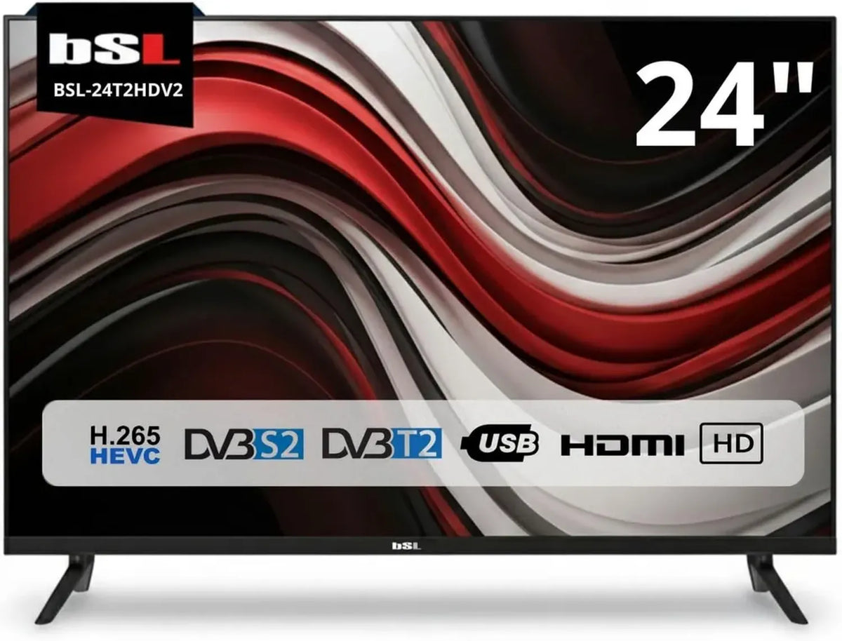 Televisore LED HD 24'' 1366x768, USB, HDMI, DVB-T2/S2
