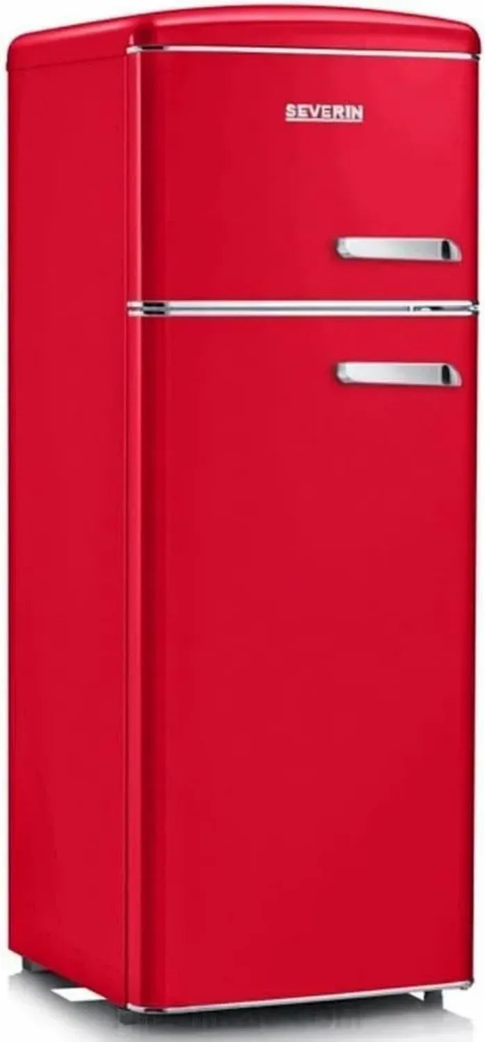 Frigorifero Retr¨° Doppia Porta Severin RKG 8890, 206L, Statico, Rosso, Apertura a Sinistra