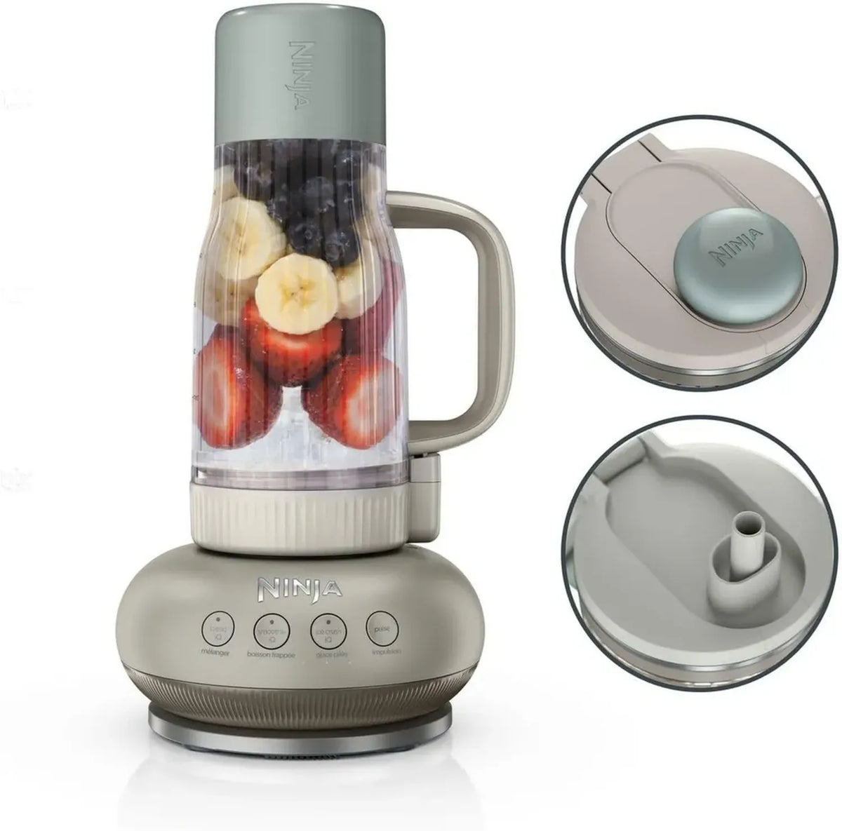 Frullatore Compatto Ninja BlendBoss con Bicchiere da Viaggio, 3 Modalit¨¤ Automatiche Preimpostate, Beige