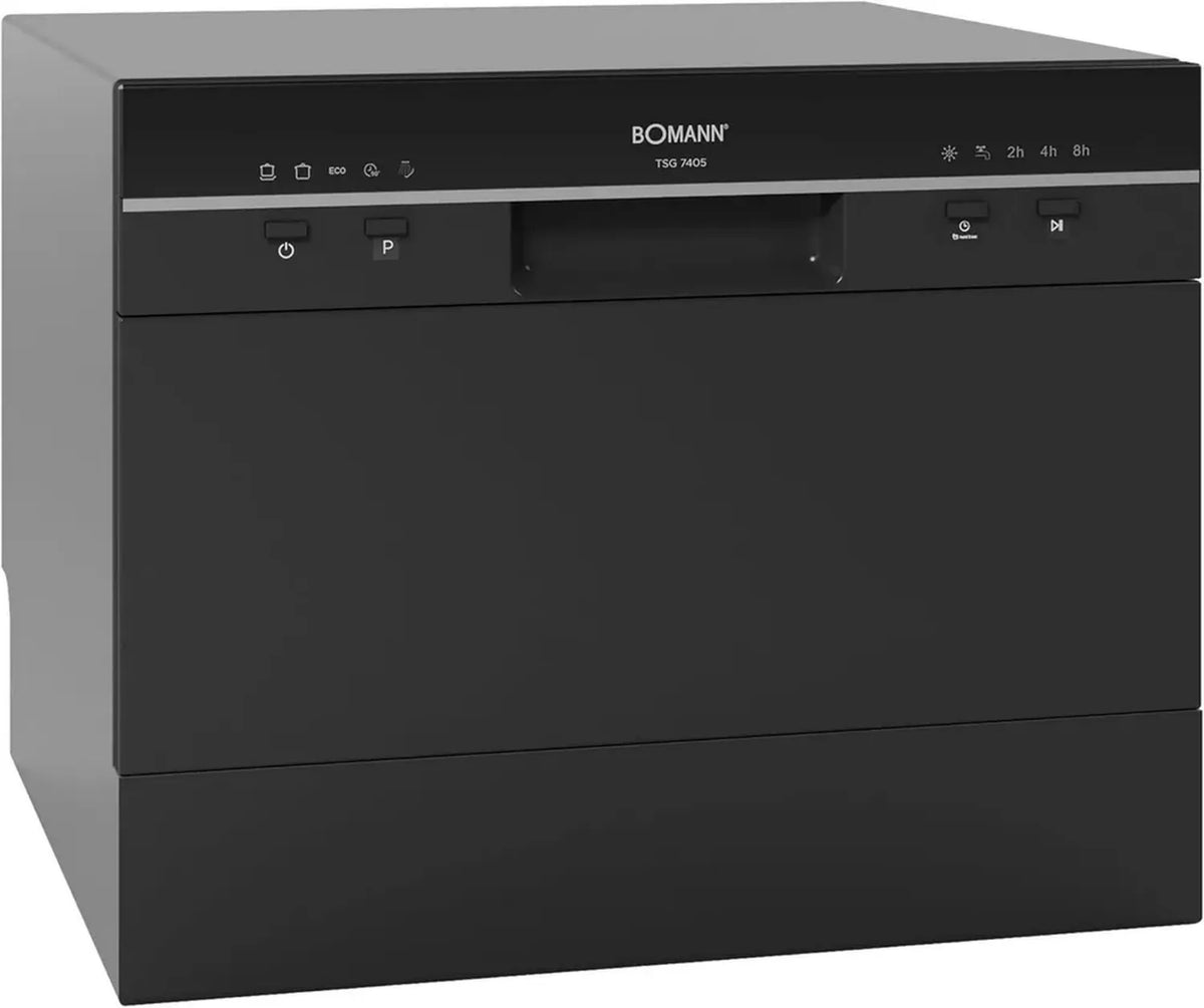 Bomann Lavastoviglie Compatta TSG7405 Nera, 6 Impostazioni, 5 Programmi, LED, Porta Automatica, 47 dB, 20 kg