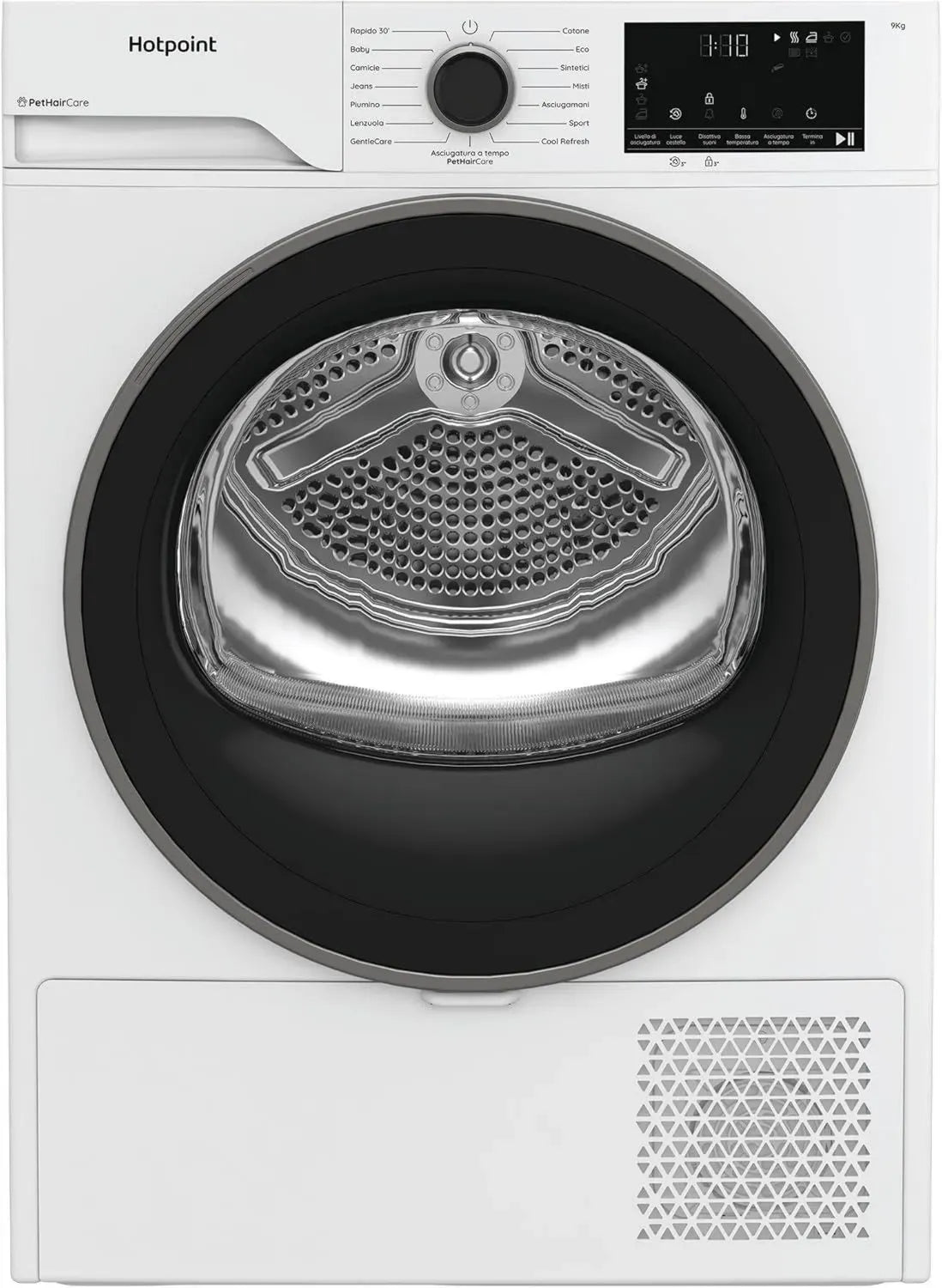 Asciugatrice 9 Kg a Pompa di Calore Hotpoint Ariston - Classe D, Funzione PetHair Care e Riduzione Pieghe