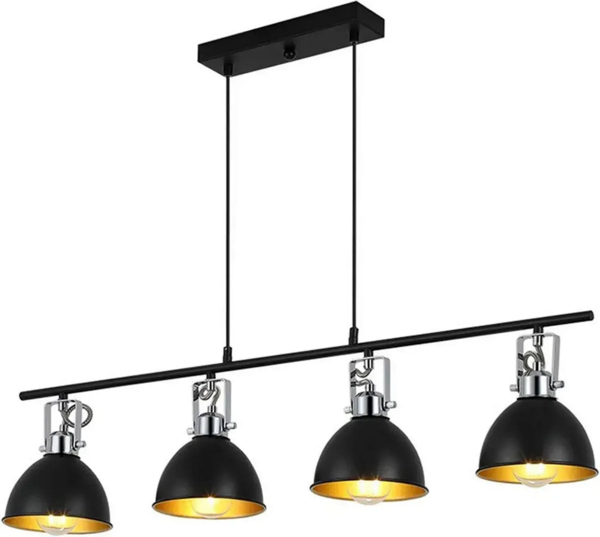 Lampada a sospensione vintage regolabile per soggiorno e ristorante, stile industriale nero E27 con 4 luci