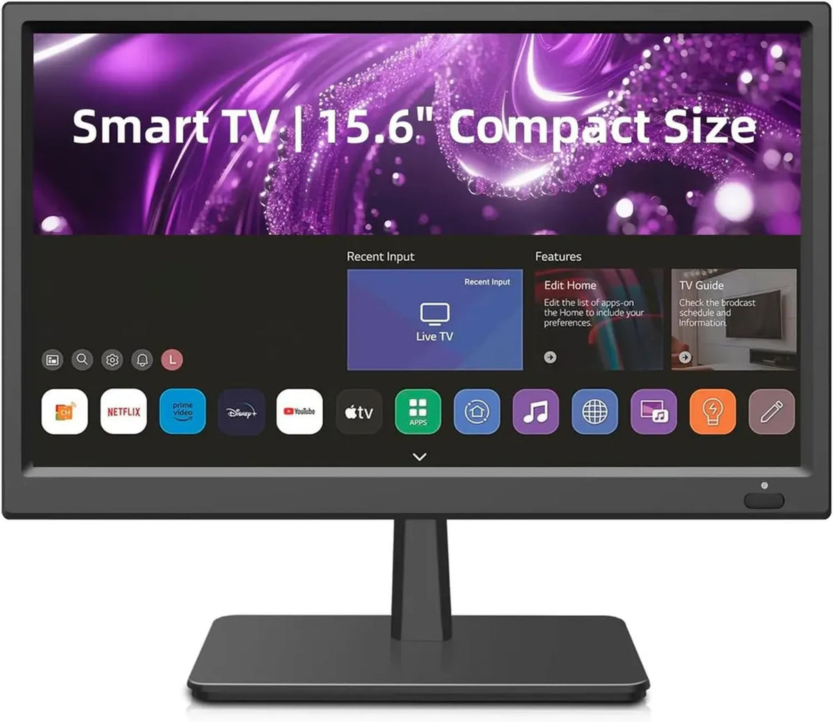 Smart TV HD 16'' 1080P ZOSHING con T2/HDMI/USB/AV, Ideale per Cucina e Viaggio