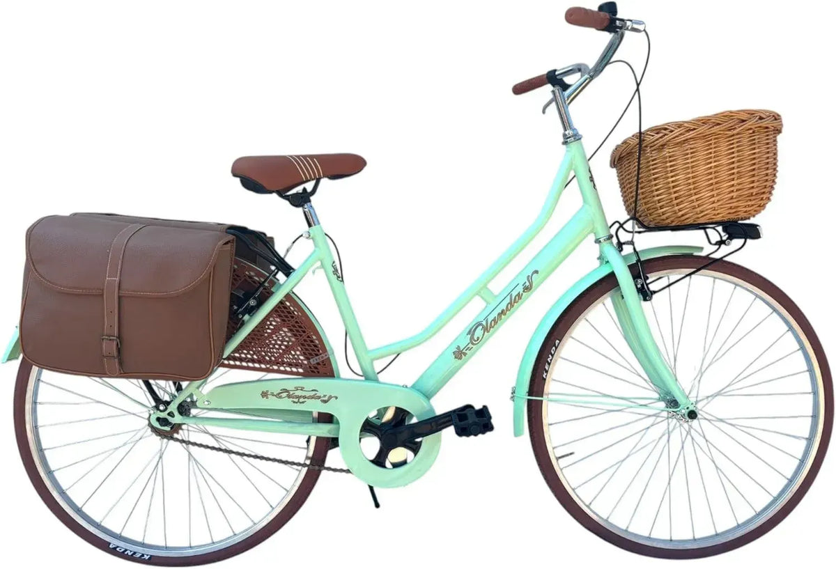 Bicicletta da Citt¨¤ Retr¨° Donna 26' con Cestino in Turchese