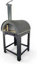 Forno a legna esterno con carrello e girarrosto per 4 pizze, acciaio refrattario e pirometro 500¡ãC