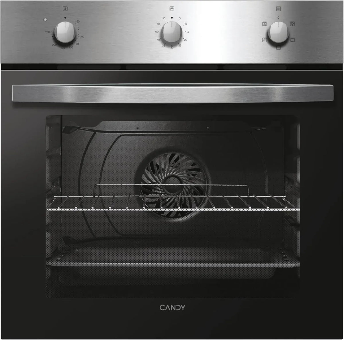 Forno da Incasso Candy Ventilato 65L, Classe A, 5 Funzioni, Anti-Impronte, Inox/Nero