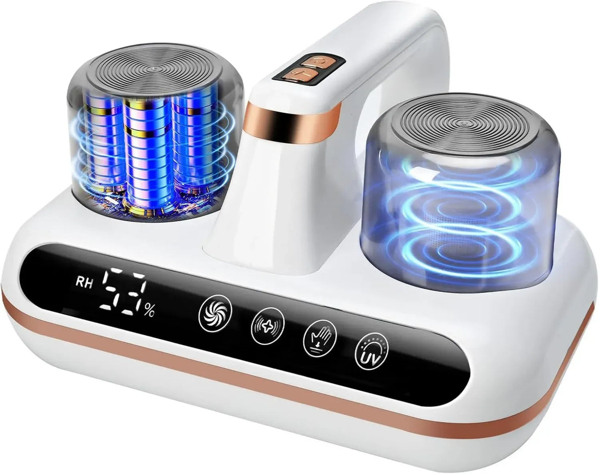Aspirapolvere Senza Fili con Sensore Acari e Luce UV, Elimina 99,9% Allergeni, per Divani e Materassi