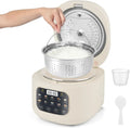 Cuociriso Multifunzione 3L con Modalit¨¤ Bassa Zuccheri, Vaporiera e 10 Funzioni, Per 3-5 Persone, Recipiente Antiaderente e Cestello in Acciaio Inox