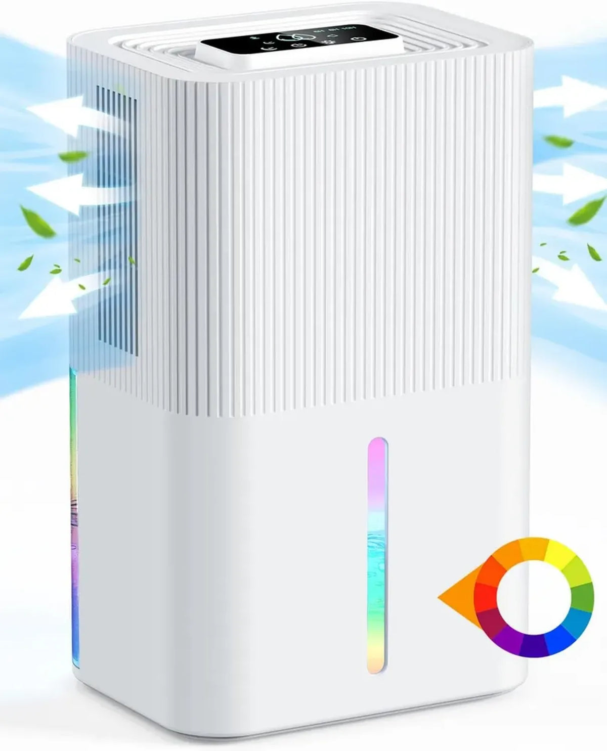 Deumidificatore Portatile 2,7L con Luci LED, Silenzioso, Touch Control per Casa e Ufficio