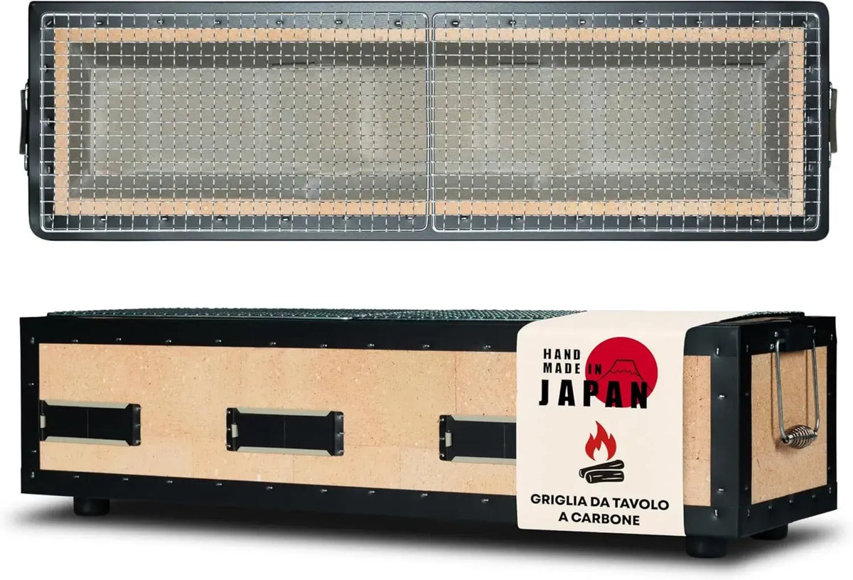 Barbecue Konro Giapponese in Pietra Diatomite per Yakitori e Yakiniku - Grill da Tavolo Compatto Fatto a Mano in Giappone - Dimensione Grande 77x23x20cm