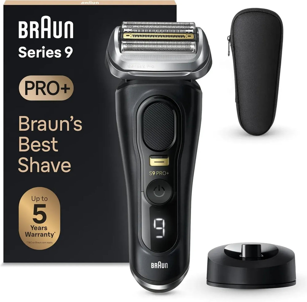 Braun Series 9 PRO Rasoio Elettrico Uomo, Precisione e Resistenza, Batteria a Lunga Durata, Impermeabile, Custodia Viaggio Inclusa, Modello 9510s Nero