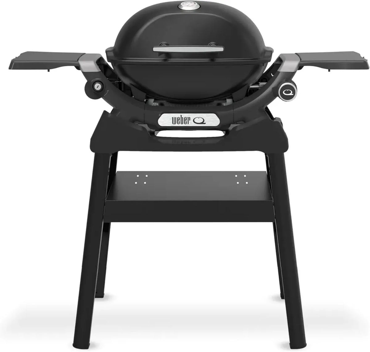 Weber Q 1200N Barbecue a Gas Portatile con Supporto, Tavolini e Termometro Integrato, Nero