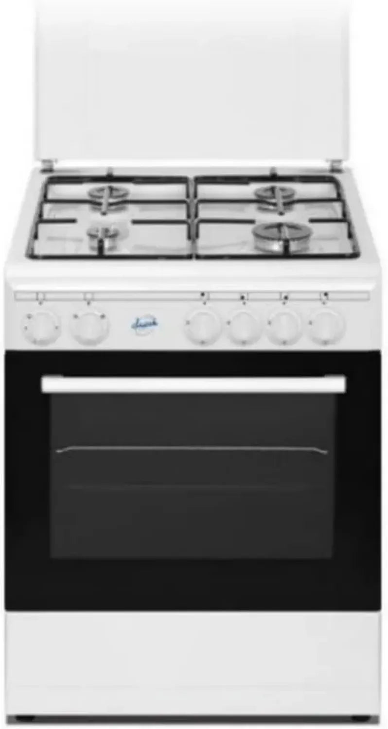 Cucina a Gas 60x60cm con Forno Elettrico e 4 Fuochi, Colore Bianco