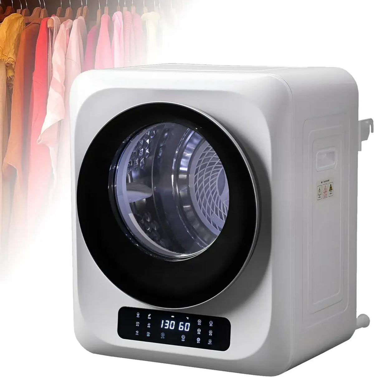 Asciugatrice Compatta 850W, 4kg, Pannello Touch LED, 6 Programmi di Asciugatura, Ideale per Casa e Viaggi