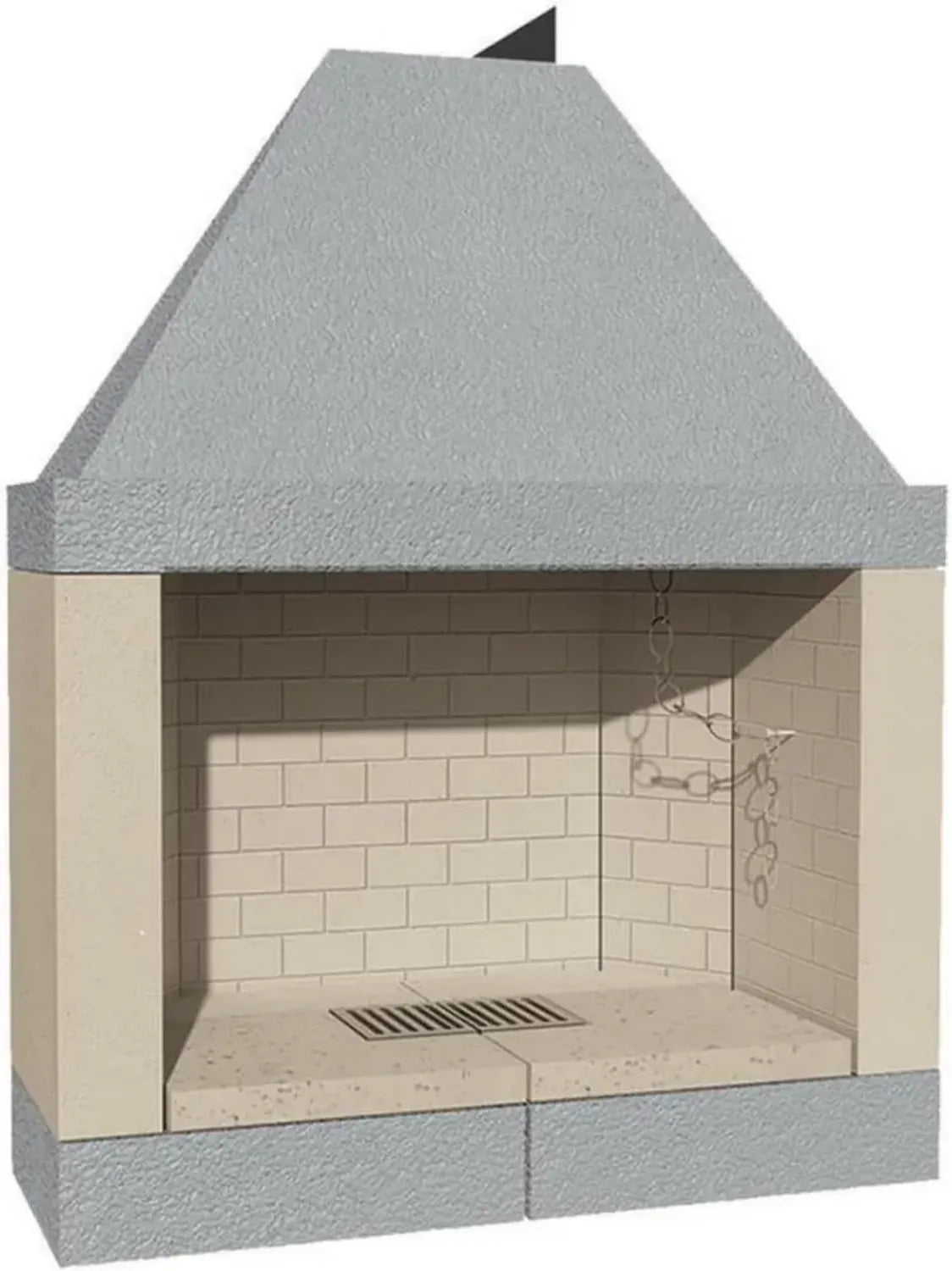 Camino Prefabbricato in Refrattario M120 per Design Interni con Focolare Aperto