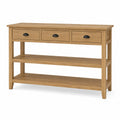 Consolle in legno di quercia con 3 cassetti e mensole 120x40x80 cm