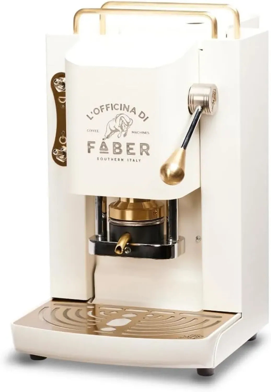 Macchina da caff¨¨ FABER Pro Deluxe a cialde 44mm, ottone, bianco