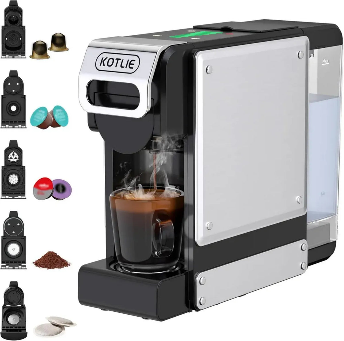 Macchina da caff¨¨ multifunzione 5 in 1 per capsule e caff¨¨ macinato, compatibile Nespresso, Dolce Gusto, A MODO MIO, ESE