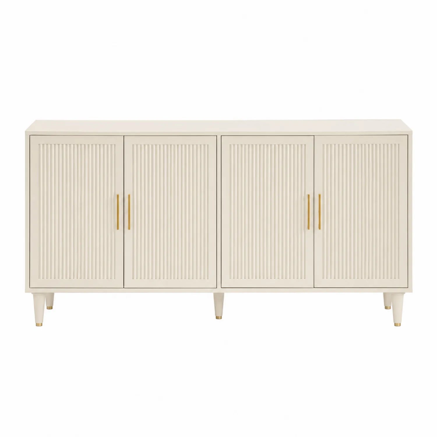 Credenza a quattro ante in legno con maniglie in metallo