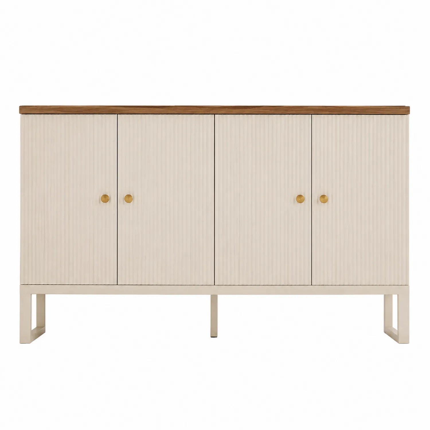 Credenza in Legno con Ante e Pomelli in Ottone 150x40x85 cm