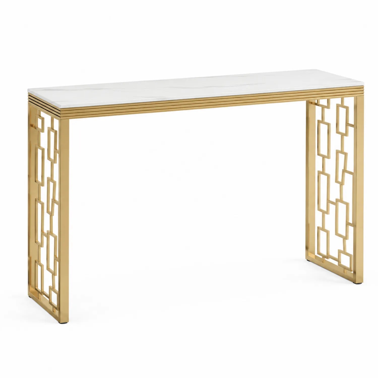 Tavolo consolle in vetro temperato e acciaio 120x30x80 cm