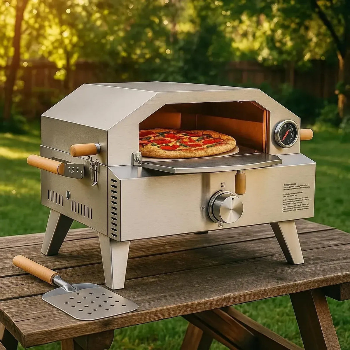Forno e Griglia BBQ a Gas in Acciaio Inossidabile, 2 in 1 per Pizza e Barbecue