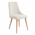 Sedia in Tessuto Beige con Gambe in Legno di Quercia