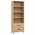 Libreria in Legno a 5 Ripiani con 2 Cassetti Quercia 180x80x30 cm
