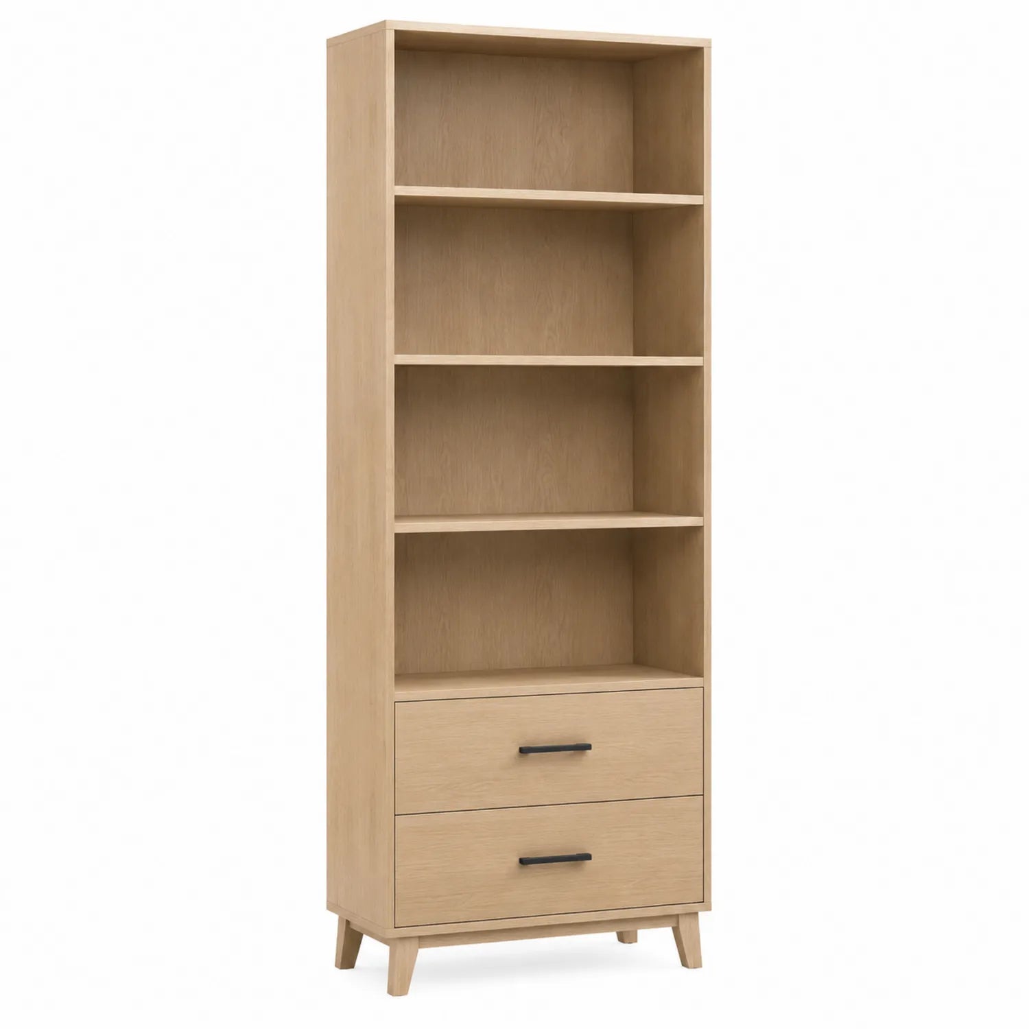 Libreria in Legno a 5 Ripiani con 2 Cassetti Quercia 180x80x30 cm