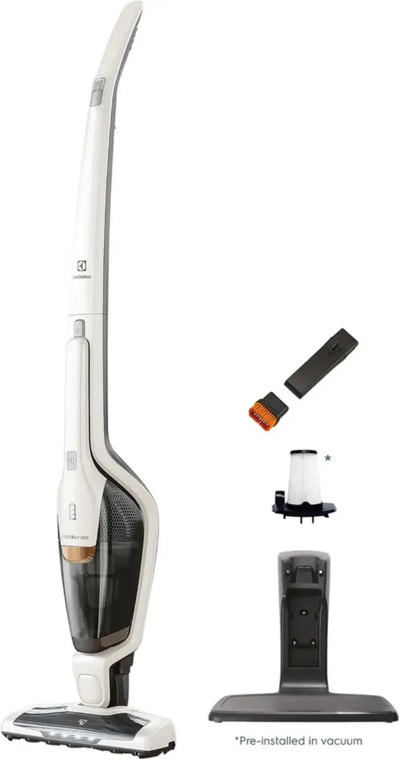 Electrolux Ergorapido - Scopa elettrica senza fili 2 in 1, potenza e mobilit¨¤ a 180¡ã EasySteer, autonomia 48 min, doppia modalit¨¤, bianco satinato