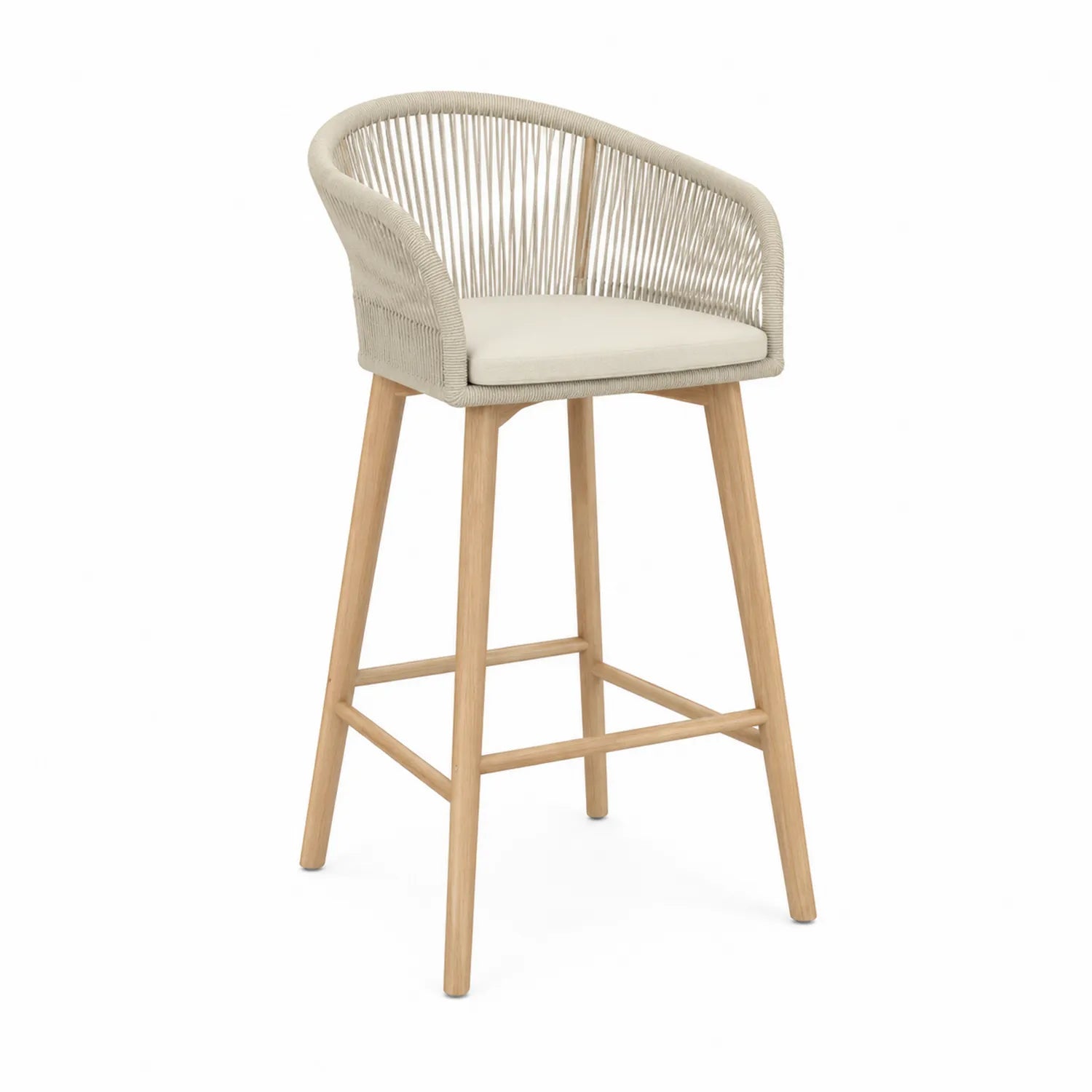 Sgabello da esterno in legno e corda sintetica Beige 105 cm