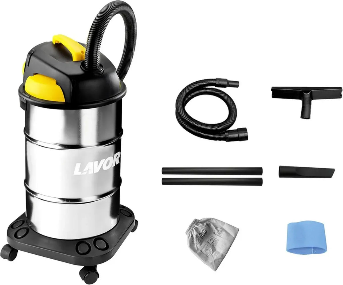Aspirapolvere Aspiraliquidi Lavor VAC 30 S, Serbatoio Acciaio 30L, 18 KPa, 1200W, Filtri Inclusi