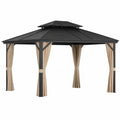 Gazebo in Alluminio con Tetto in Acciaio e Tende in Poliestere 3x4 m