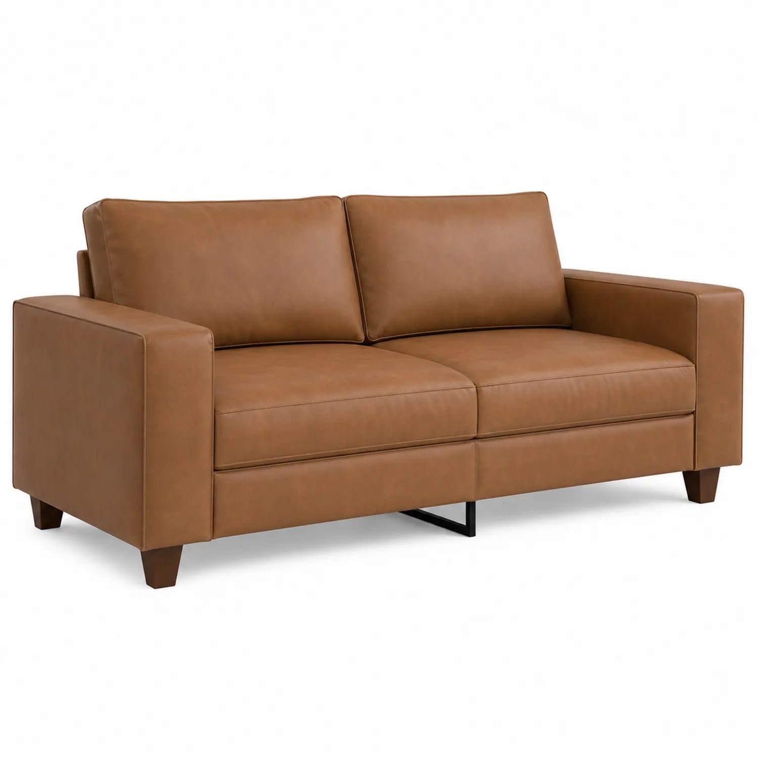 Divano in Pelle Marrone Rettangolare 200x90x80 cm